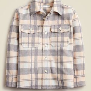Crewcuts Kids long-sleeve Seaboard soft-knit shirt in plaid grey/cream Size 6